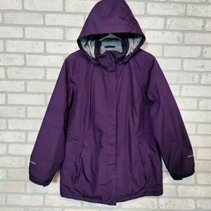 Eddie Bauer Womens Weatheredge Purple Hooded Coat Full Zip Size PXL